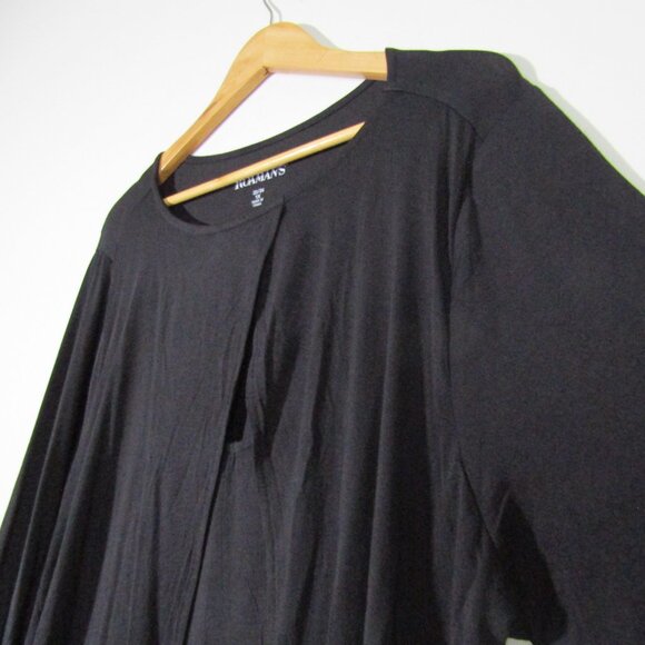 Roaman's Layered Shift Dress 1X Black Casual Classic Lagenlook Stretchy NWT - Picture 7 of 12